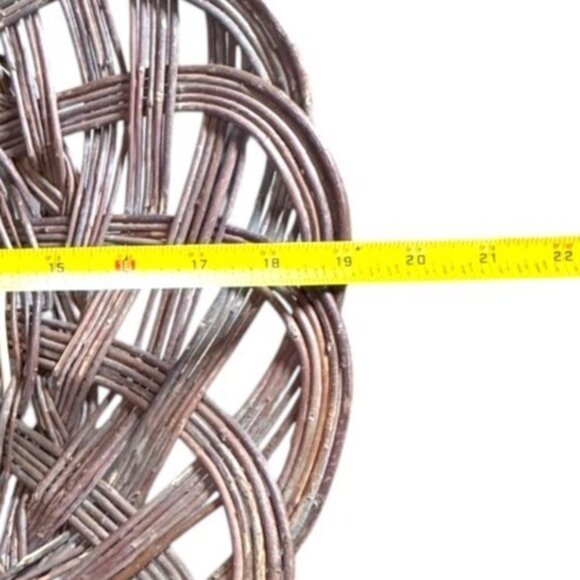 Handwoven Round Pine Needle Straw Basket Rustic Brown Storage Centerpiece 19" - Picture 5 of 5